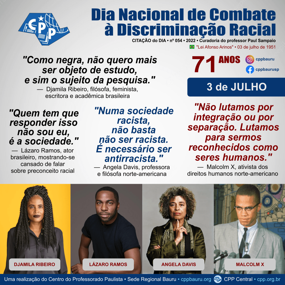 Dia Nacional de Combate à Discriminação Racial • 71&nbsp;Anos