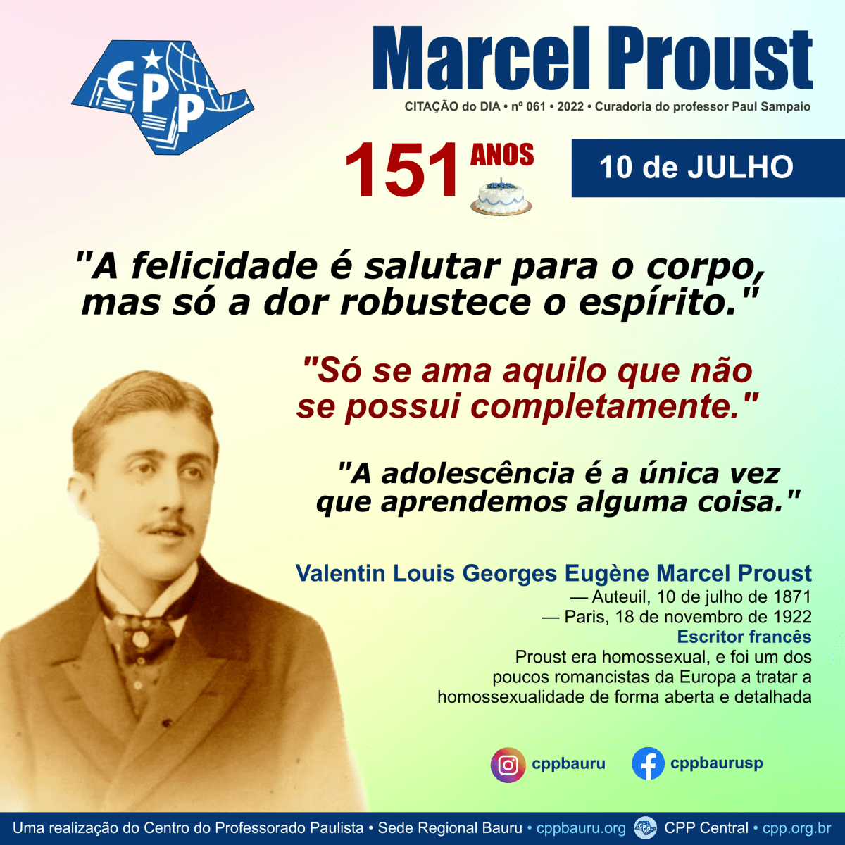 O Amor Homossexual • Marcel Proust • 151&nbsp;Anos