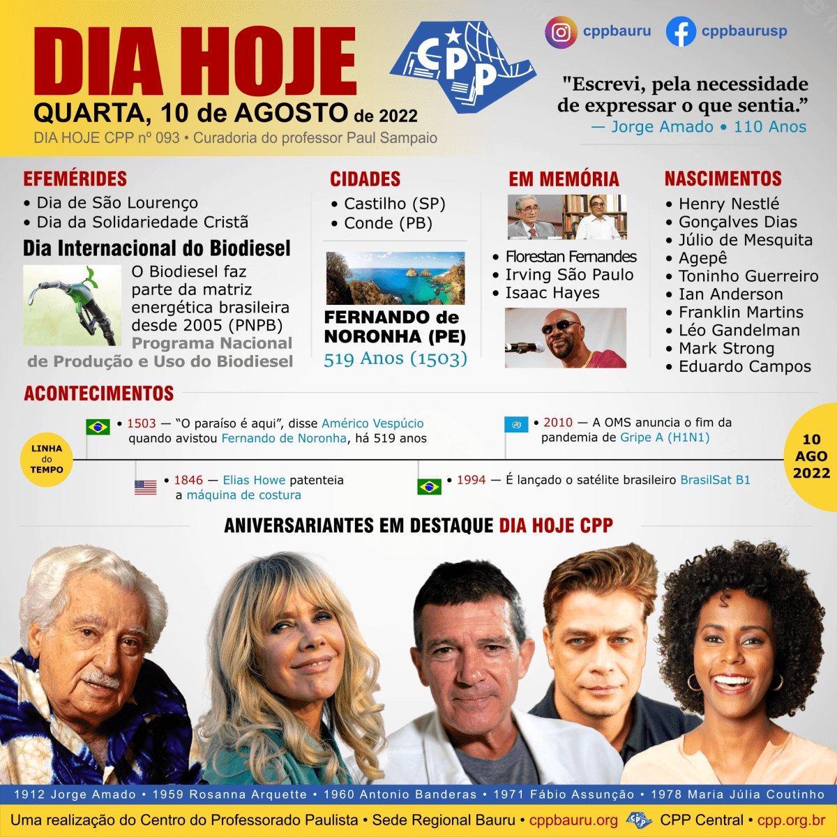 10 de Agosto de 2022 • Dia Hoje&nbsp;CPP