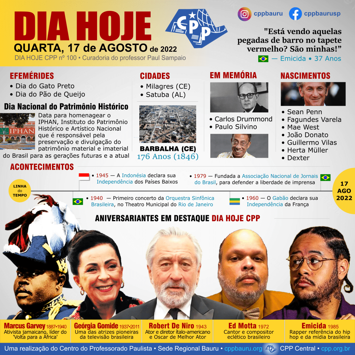 17 de Agosto de 2022 • Dia Hoje&nbsp;CPP