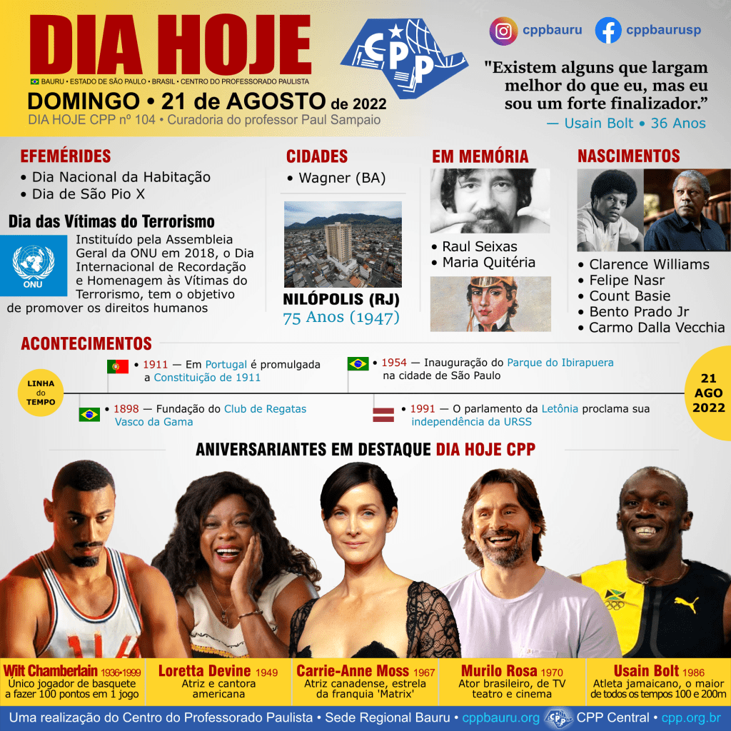 21 de Agosto de 2022 • Dia Hoje&nbsp;CPP