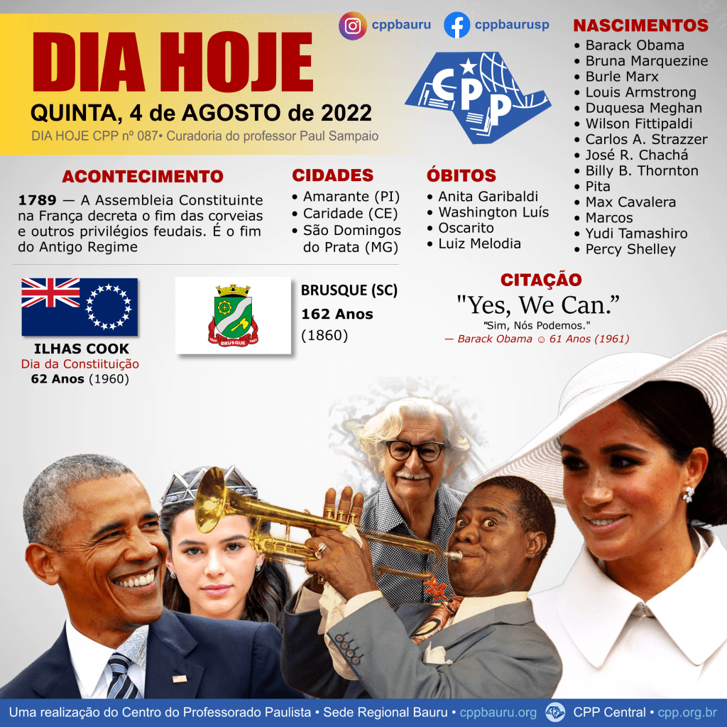 4 de Agosto de 2022 • Dia Hoje&nbsp;CPP