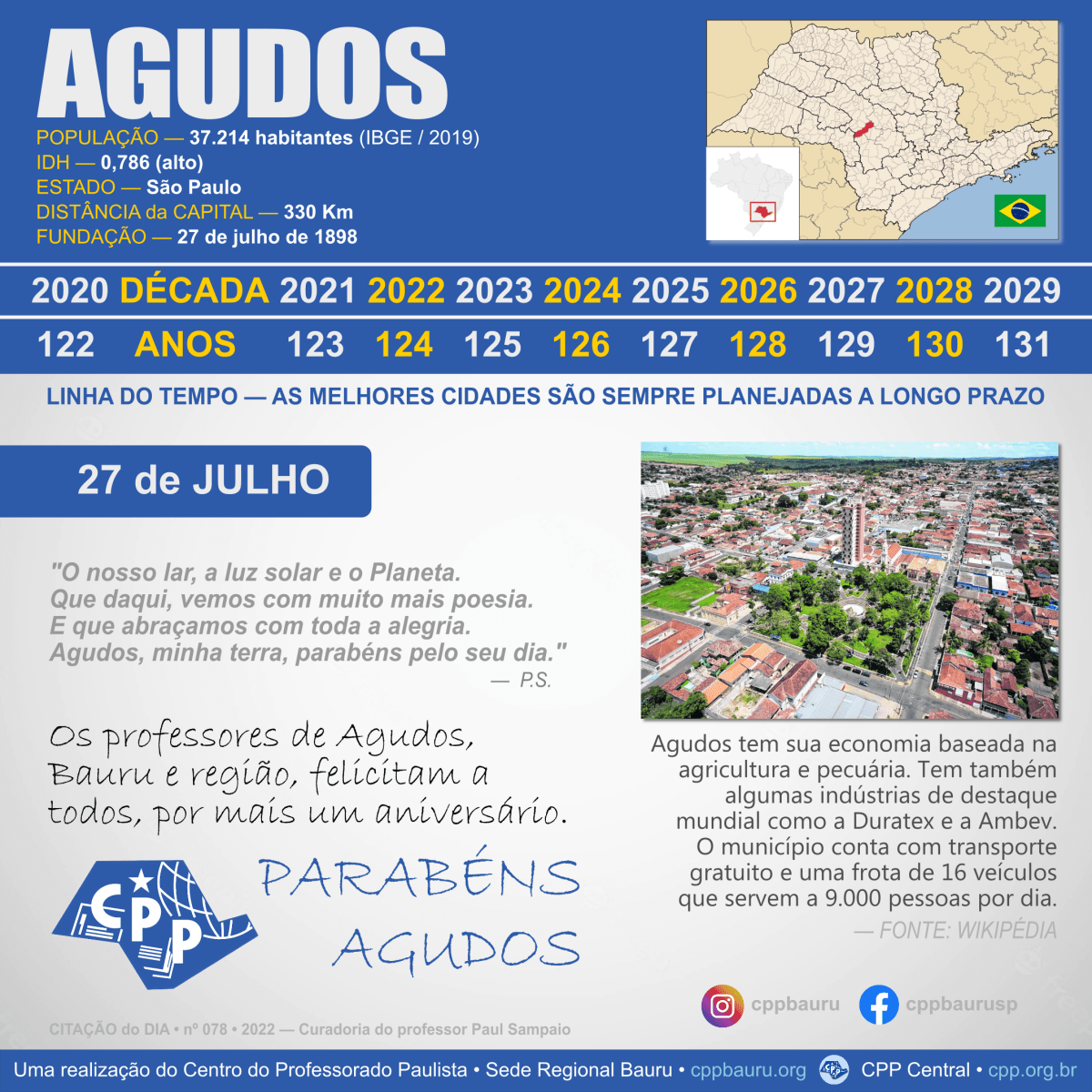 Agudos • SP • Aniversário • 27 de&nbsp;Julho