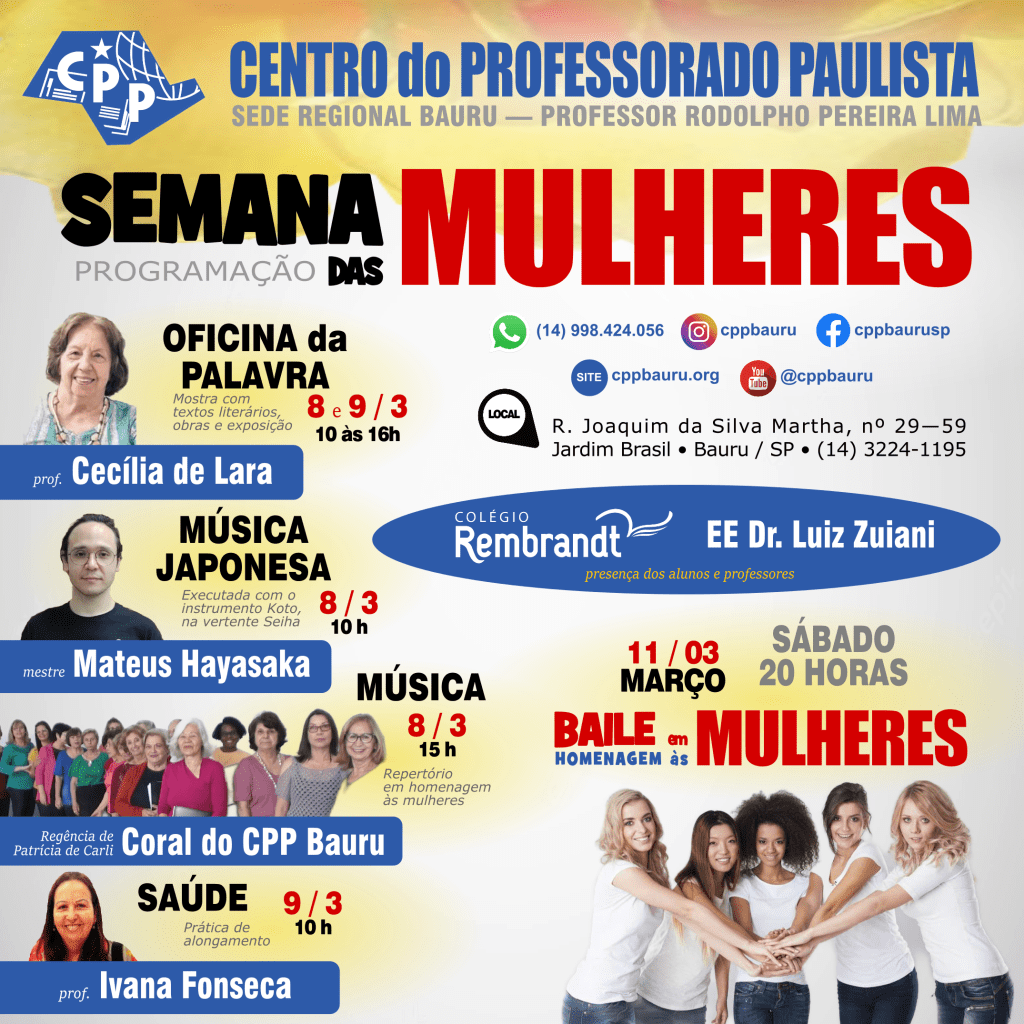 Programação da Semana das Mulheres do CPP&nbsp;Bauru