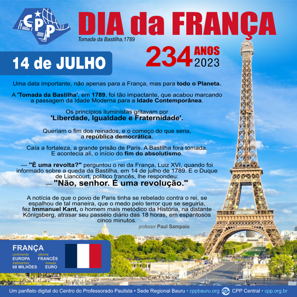 🔔 Dia da França • Tomada da Bastilha 🟢 234&nbsp;Anos