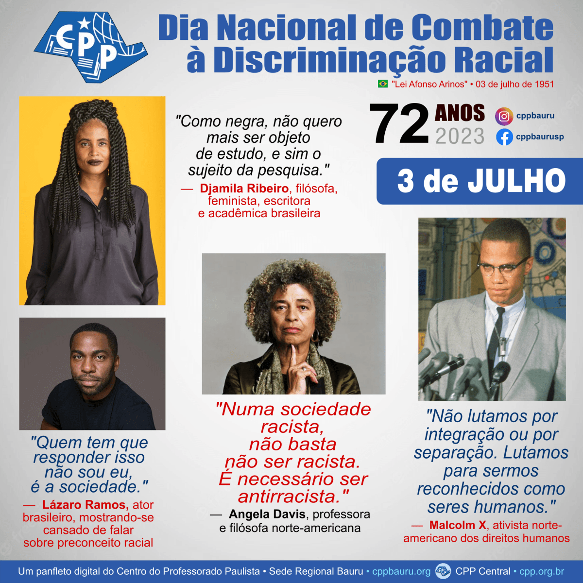 🔔 Dia Nacional de Combate à Discriminação Racial 🟢 72&nbsp;Anos