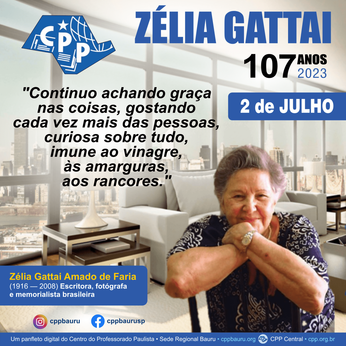 Zélia Gattai 🟢 107 Anos 🕗&nbsp;2023