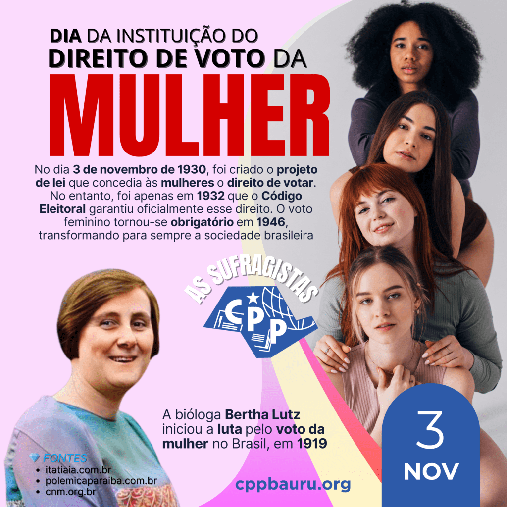 Dia da Instituição do Direito de Voto da Mulher 🔔 3 de&nbsp;Novembro