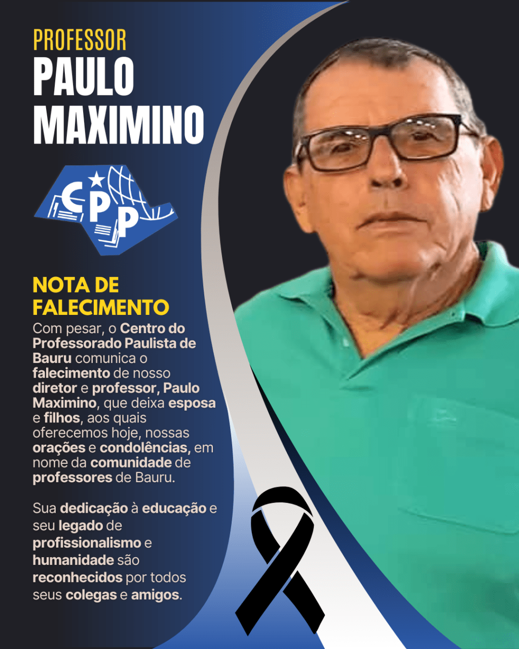 🛑 Professor Paulo Maximino 🖤 Nota de&nbsp;Falecimento