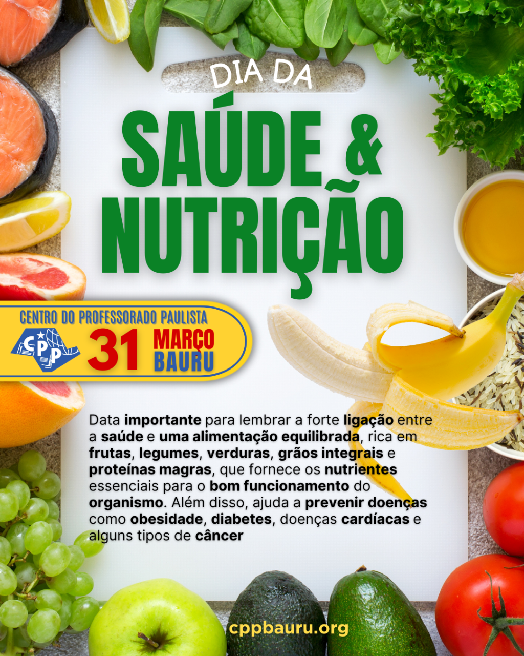 🔔 Dia da Saúde e Nutrição 🕗 31 de&nbsp;Março