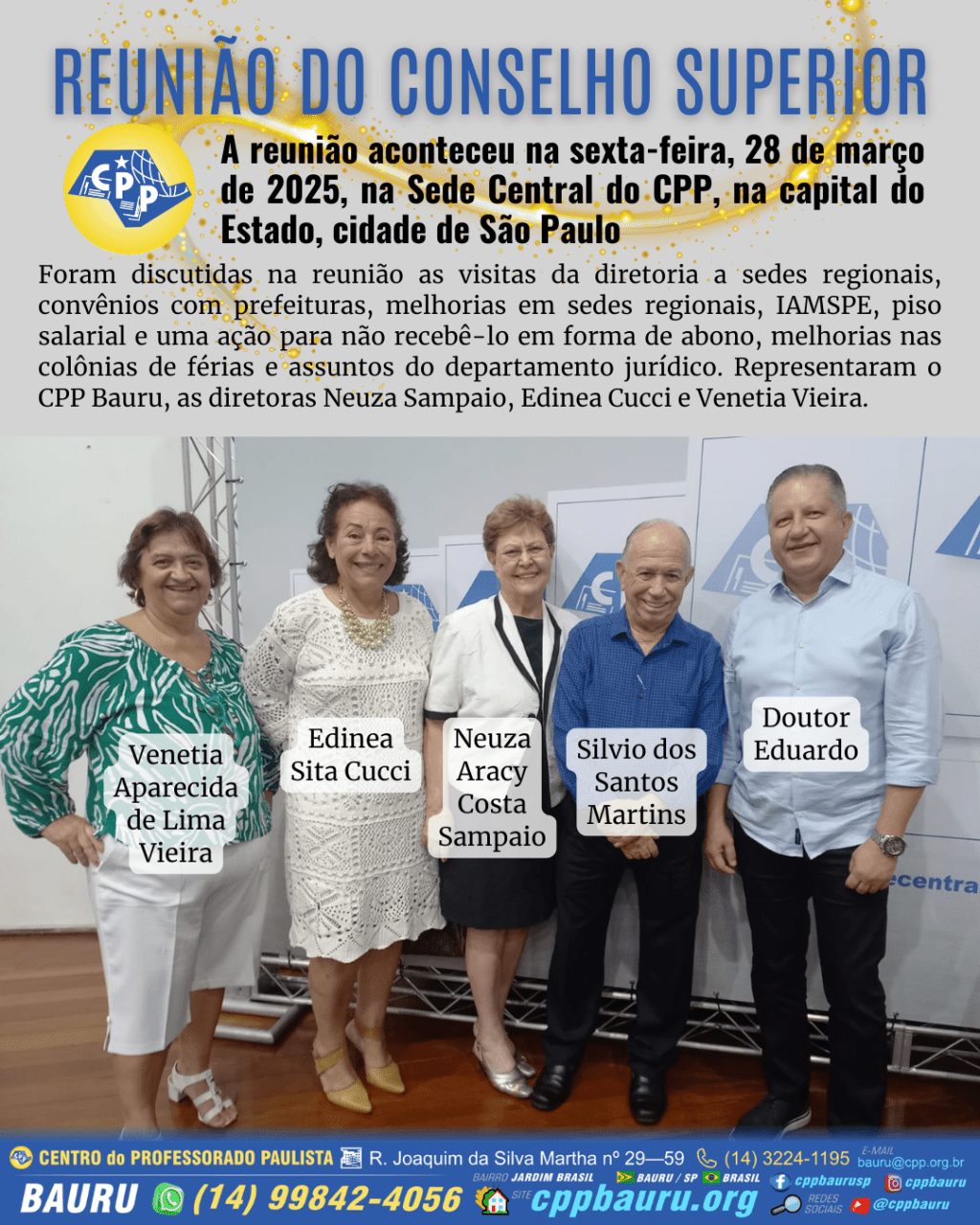 🔔 Reunião do Conselho Superior do CPP 🕗 Março&nbsp;2025