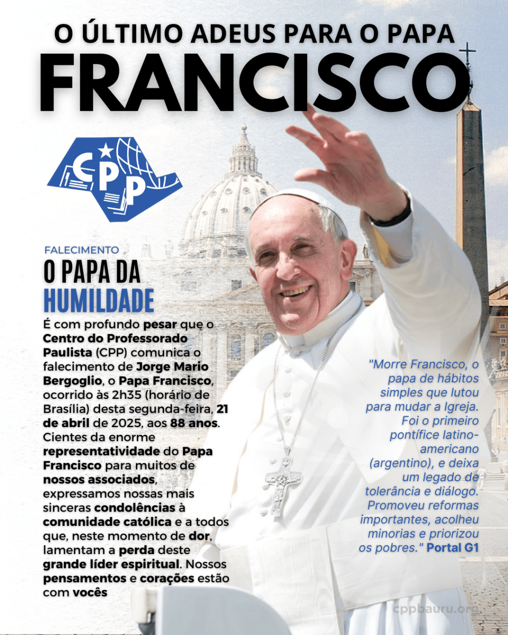 🙏 Falecimento do Papa&nbsp;Francisco