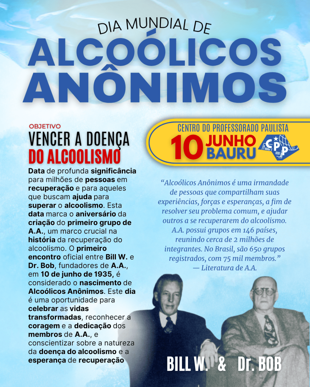 🔔 Dia Mundial de Alcoólicos Anônimos 🕗 10 de&nbsp;Junho