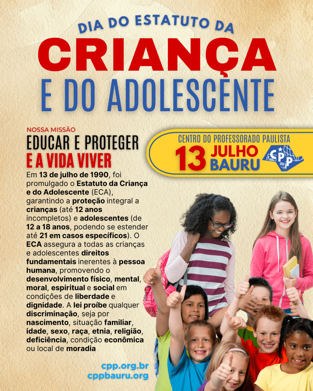 🔔 Dia do Estatuto da Criança e do Adolescente 🕗 13 de&nbsp;Julho
