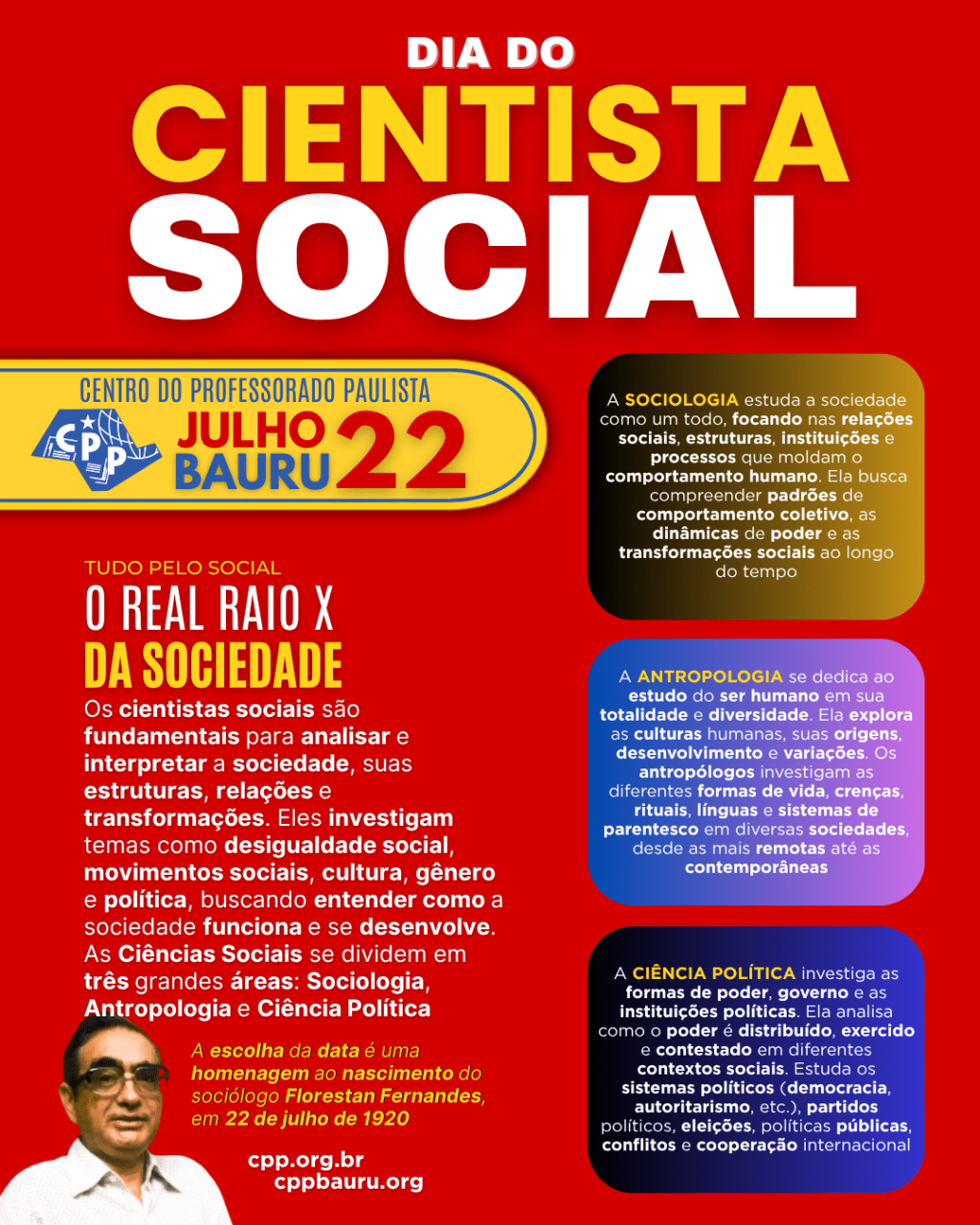 🔔 Dia do Cientista Social 🕗 22 de&nbsp;Julho
