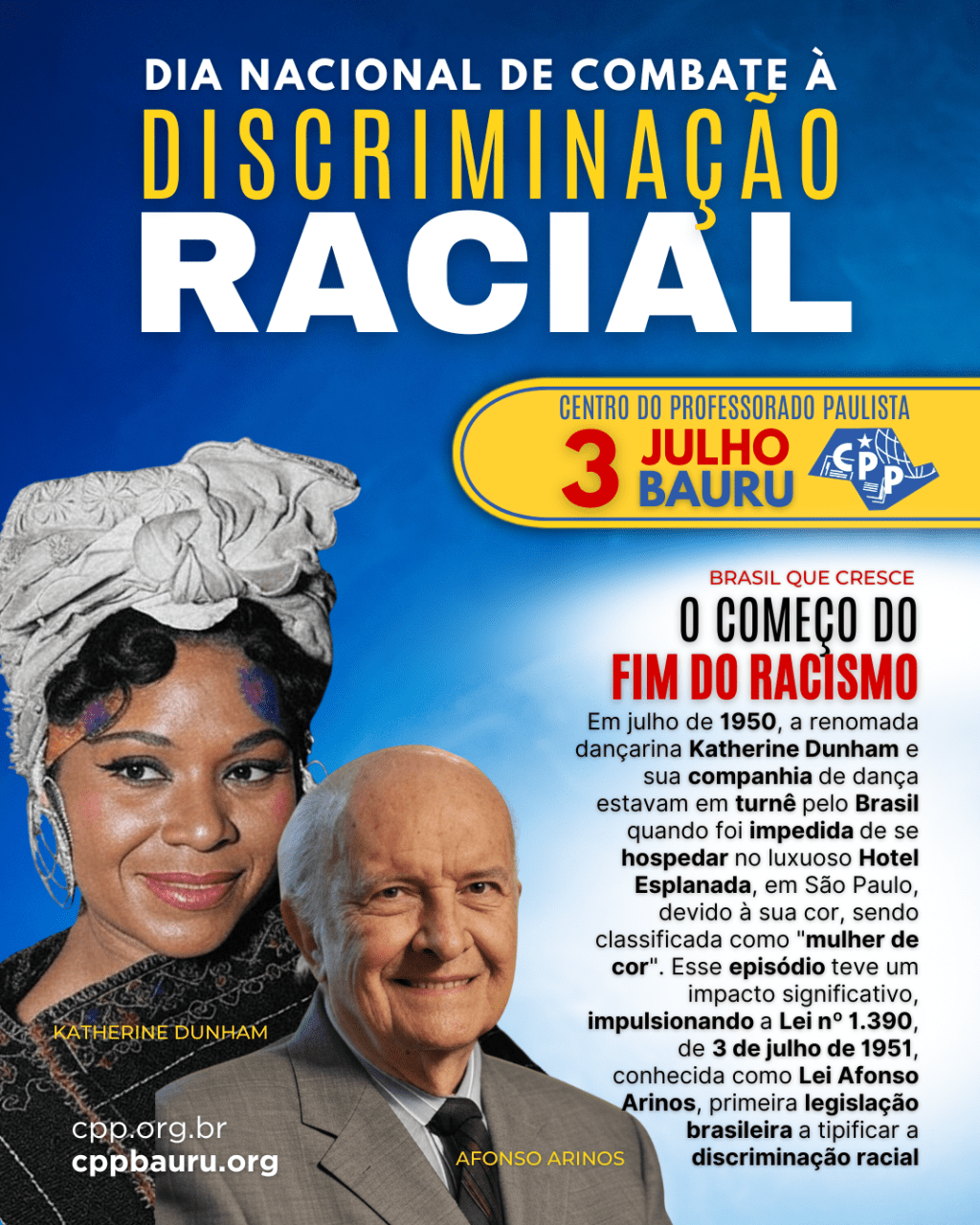 🔔 Dia Nacional de Combate à Discriminação Racial 🕗 3 de&nbsp;Julho
