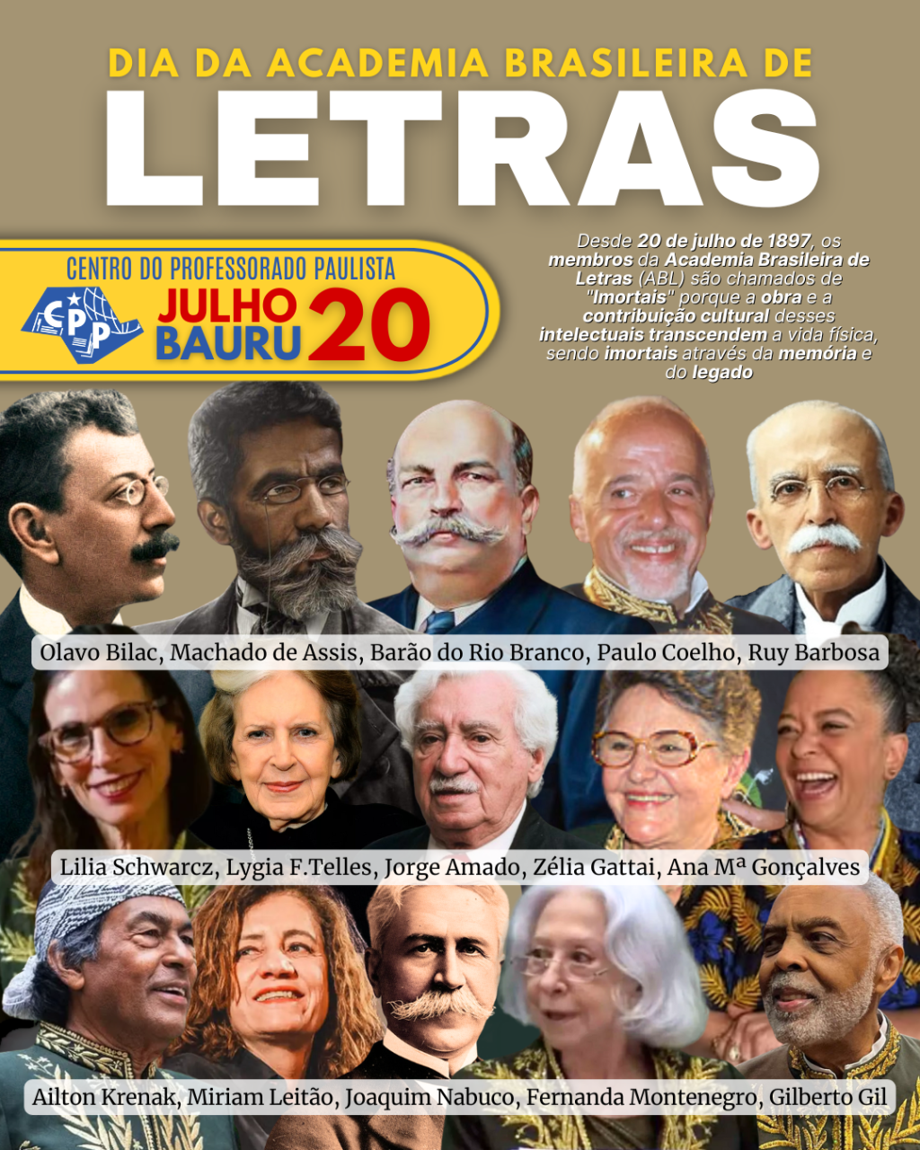 🔔 Dia da Academia Brasileira de Letras 🕗 20 de&nbsp;Julho