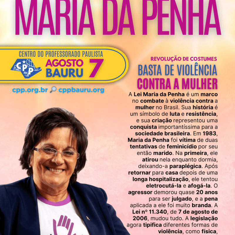 🔔 Dia da Lei Maria da Penha 🕗 7 de&nbsp;Agosto