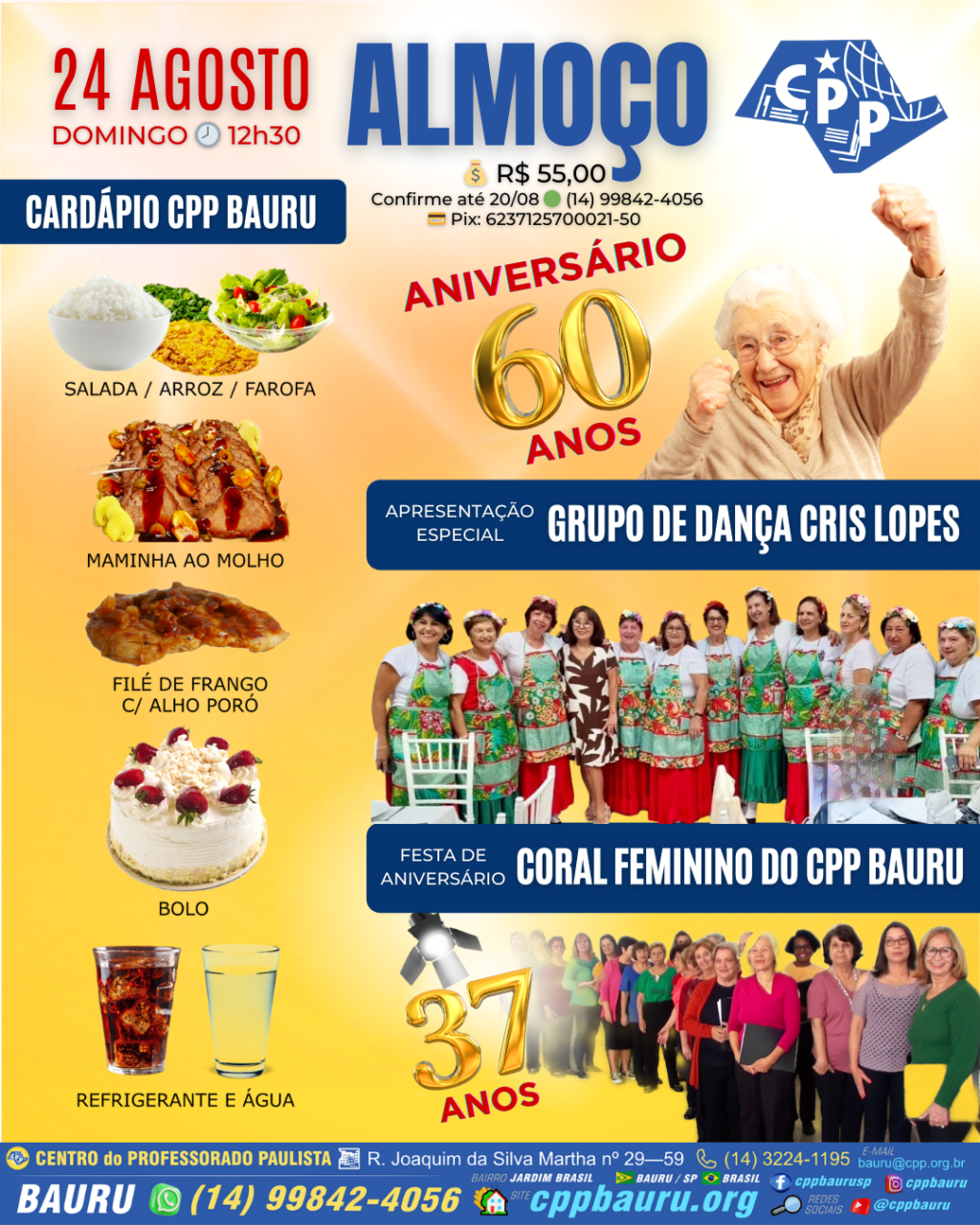 🍽️ Almoço de Aniversário 🎂 CPP Bauru 60&nbsp;Anos