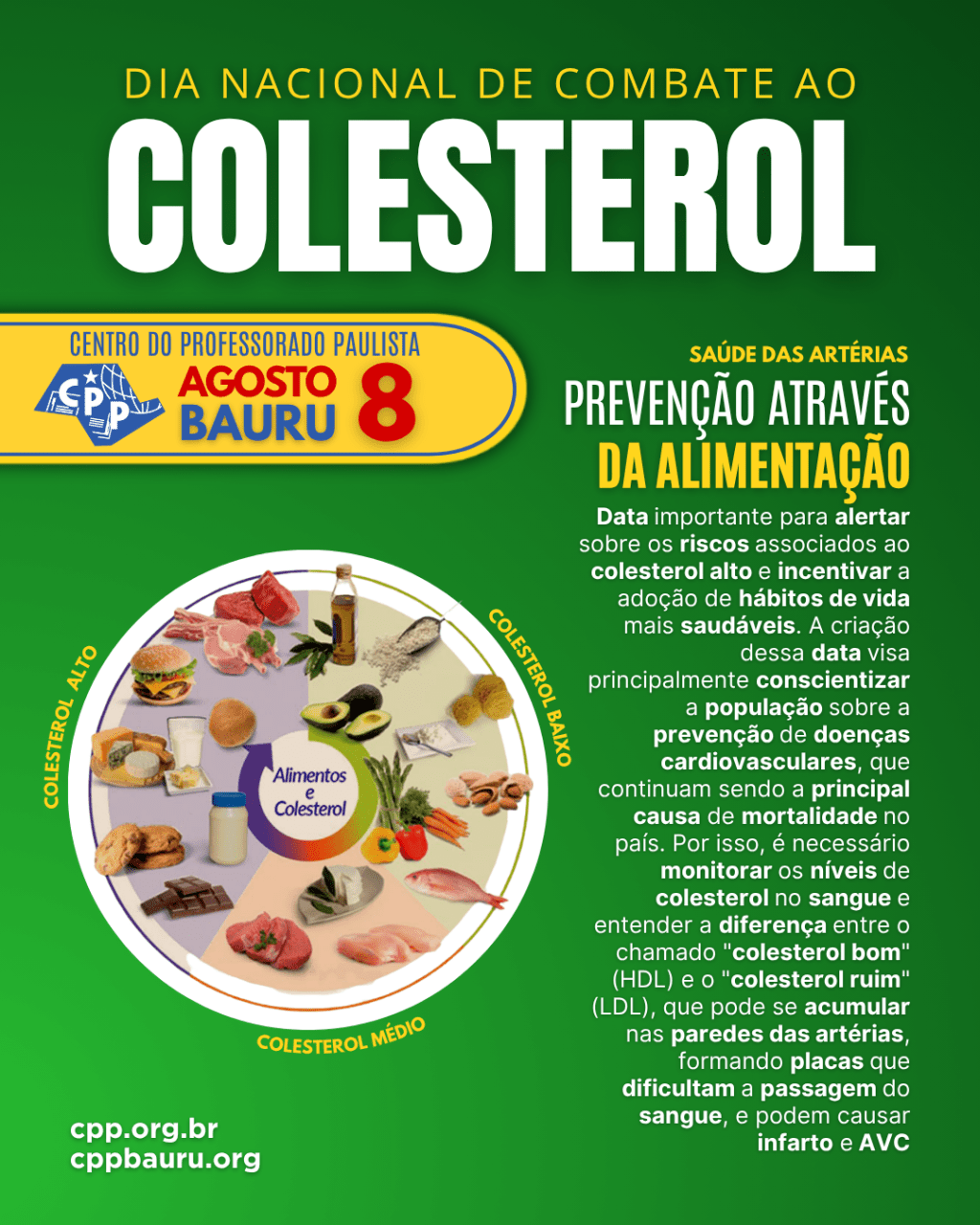 🔔 Dia Nacional de Combate ao Colesterol 🕗 8 de&nbsp;Agosto
