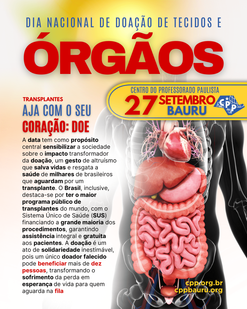 🔔 Dia Nacional de Doação de Órgãos e Tecidos 🕗 27 de&nbsp;Setembro