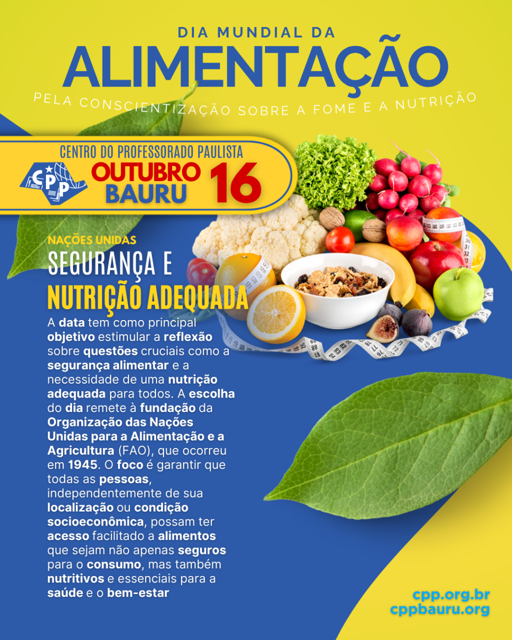 🔔 Dia Mundial da Alimentação 🕗 16 de&nbsp;Outubro