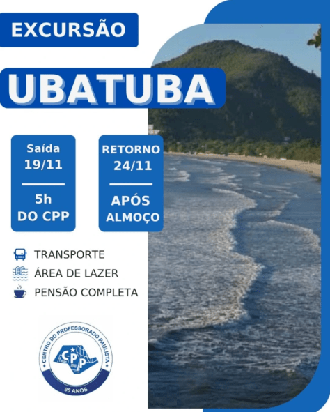 ⛱️ Excursão para Ubatuba 🔔 Novembro&nbsp;2025