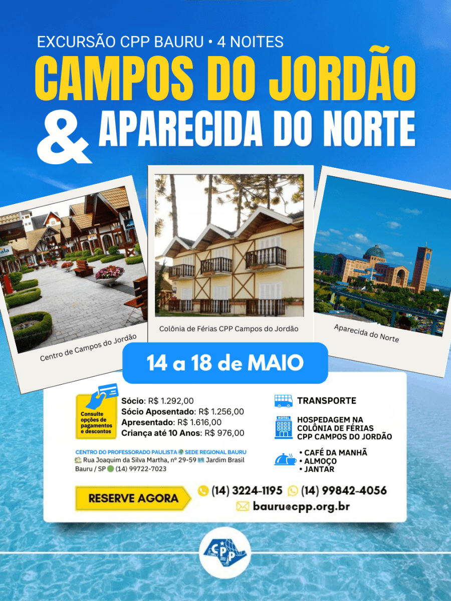 🚌 Excursão para Campos do Jordão e Aparecida do Norte 🔔 Maio&nbsp;2026