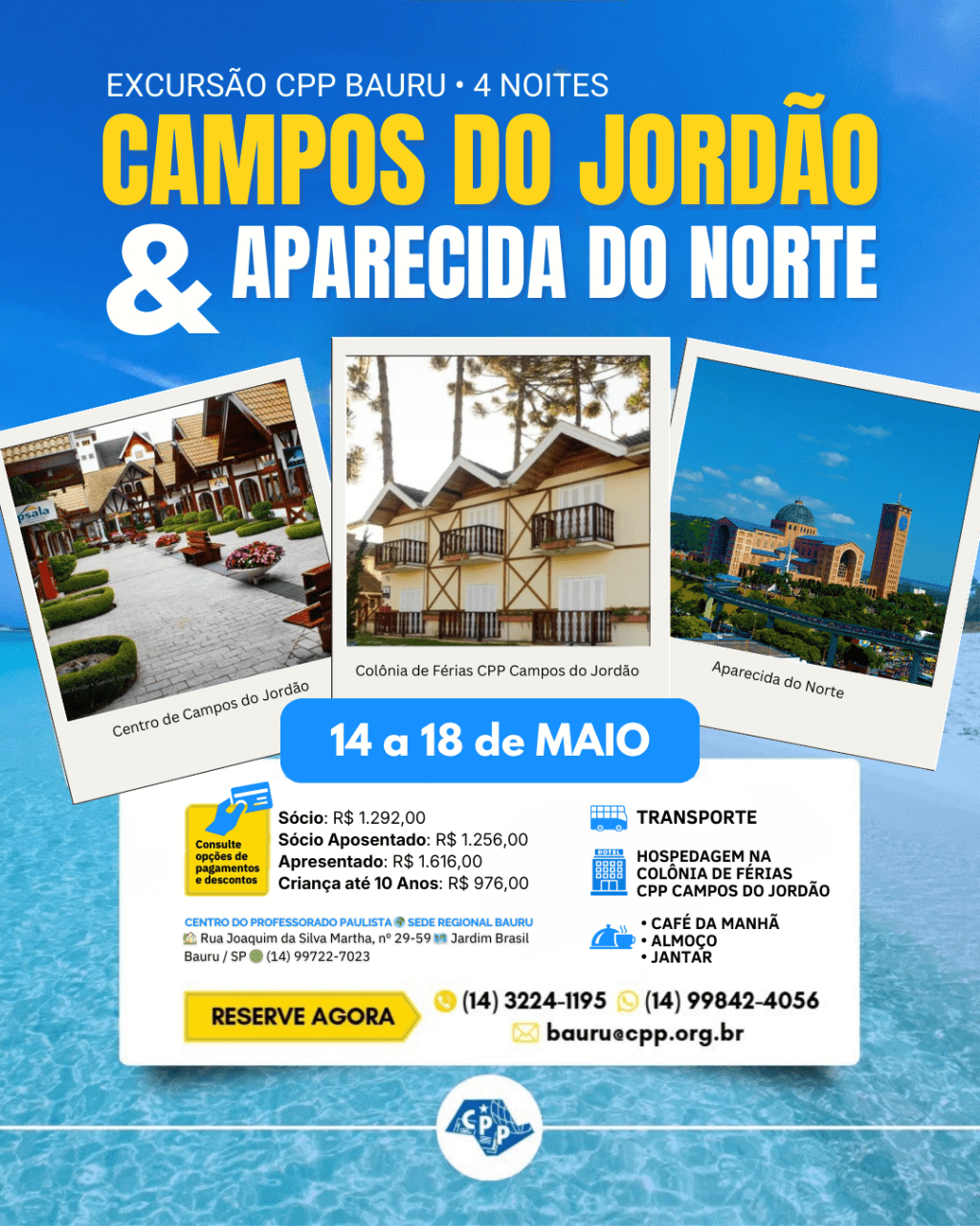 🚌 Excursão para Campos do Jordão e Aparecida do Norte 🔔 Maio&nbsp;2026
