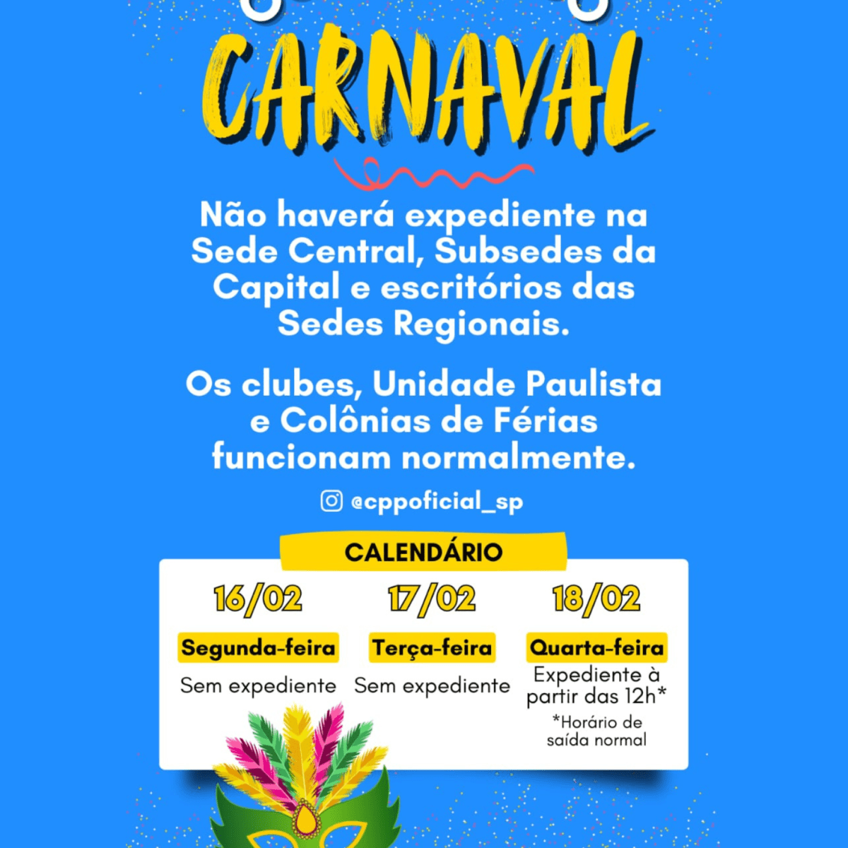 🔔 Comunicado Sobre o&nbsp;Carnaval