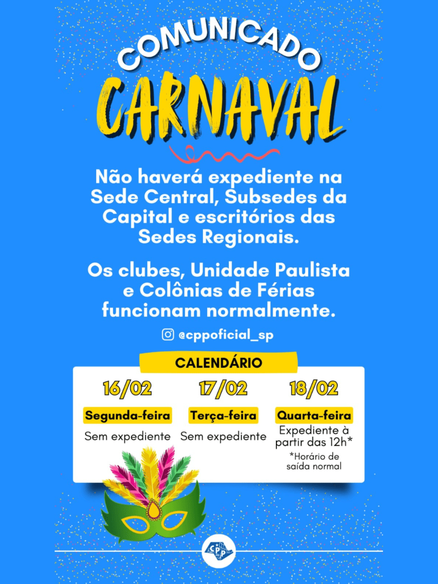🔔 Comunicado Sobre o&nbsp;Carnaval